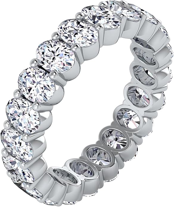 3.26 CTW Oval Cut Diamond Eternity Ring for Women in 14K White Gold/Yellow Gold | E-F Color, VS Clarity | Wedding, Anniversary, Luxury Fine Jewelry Gift | Lab-Grown Diamonds | Ring Size 6.5