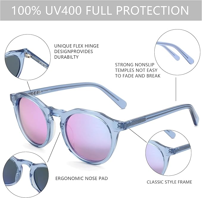 ZENOTTIC Vintage Round Polarized Sunglasses for Men Women UV400 Protection