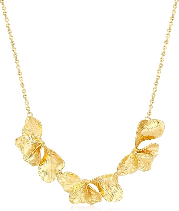Statement Flower Necklace for Women Gold Plated Chunky Floral Collar Boho Choker Jewelry