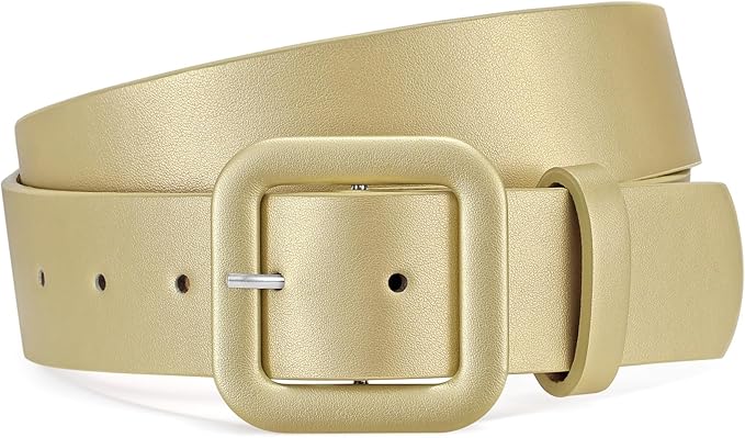 WHIPPY Women Leather Belt Candy Color Fashion Square Buckle Belt Ladies Belt for Jeans Pants Dresses