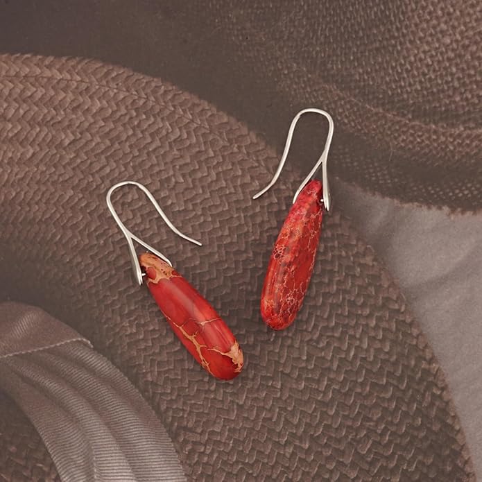 Natural Healing Stone Fishhoop Dangle Drop Earrings Statement Gold silver earrings