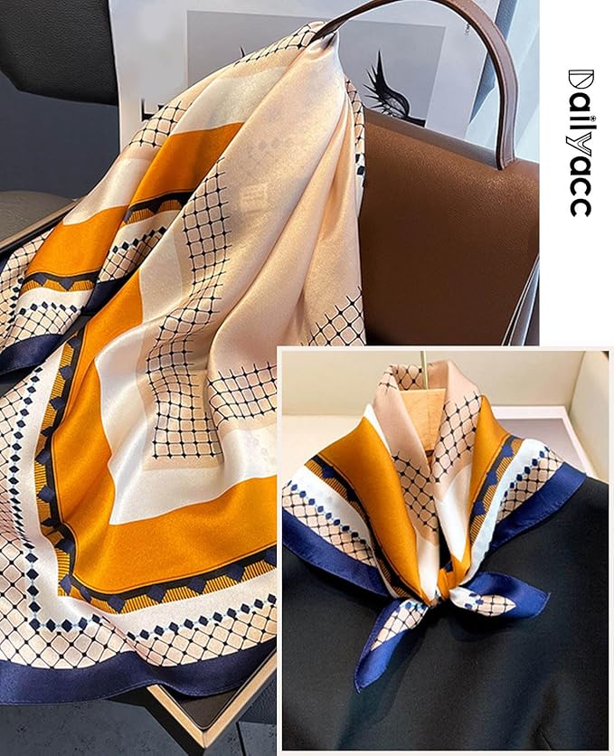Dailyacc Hair Bandanas Scarf For Women Lightweight Fashion Neck Silk Satin Head Scarves For Sleeping Handbags Scarf