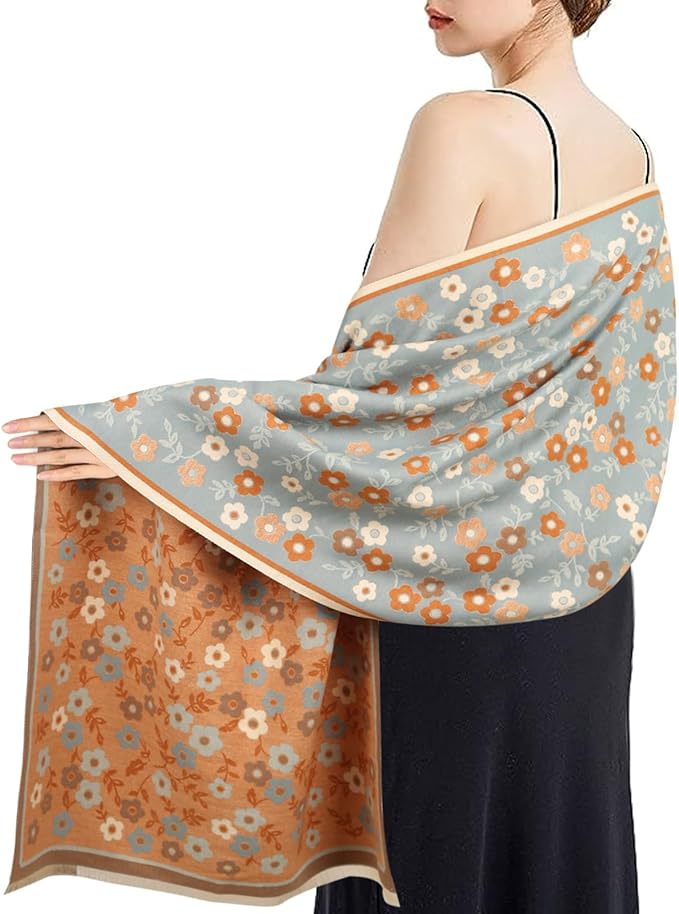 EXTREE Scarfs for Women Pashmina Silky Shawl Wrap for Evening Dressing Blanket Open Front Poncho Cape