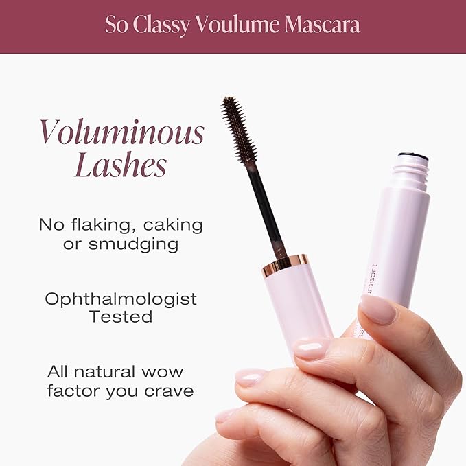 Mineral Fusion So Classy Volumizing & Lengthening Mascara, 0.3 Fl Oz, Dark Brown, Eye Makeup for Dramatic, Fuller Lashes, Helps Prevent Caking, Flaking & Smudging