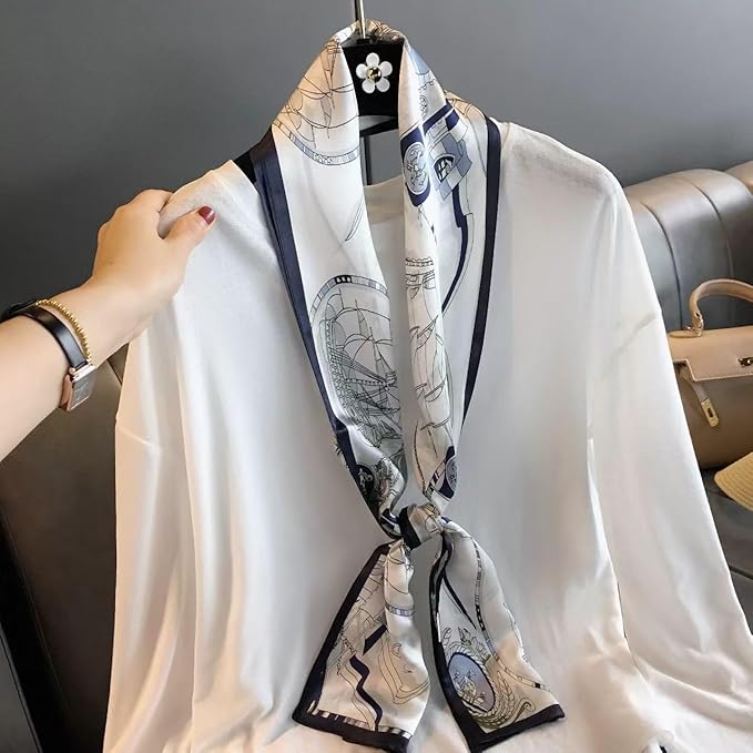 100% Mulberry Silk Ribbon Scarf for Hair Beach Head Wraps for Women Handbag accessories Necktie