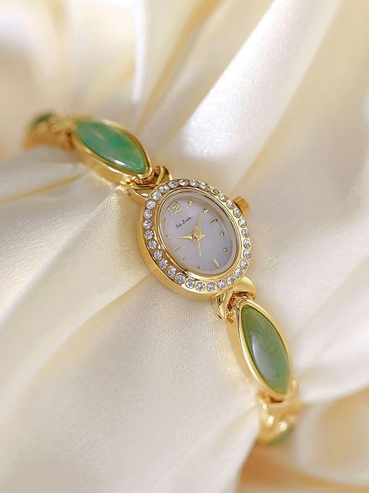 LOREO Elegant Women’s Gold Bracelet Watch Vintage Oval Dial, Waterproof Quartz Movement, Small Face Dress Watch for Ladies