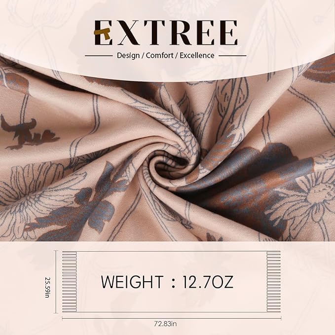 EXTREE Scarfs for Women Pashmina Silky Shawl Wrap for Evening Dressing Blanket Open Front Poncho Cape
