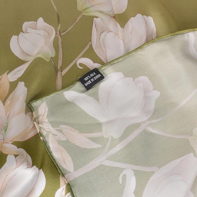 100% Mulberry Silk Scarf for Women Neck Oblong Headscarves Long Floral Print Lightweight Silk Wraps Shawls 67"*20"