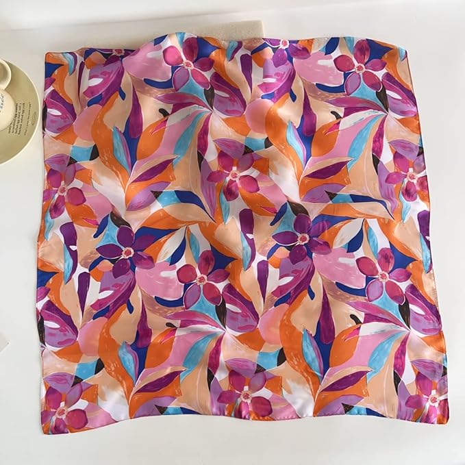 Livrerpi Silk Feeling Head Scarf Fashion Satin Hair Scarf Square Long Scarves for Women Gifts