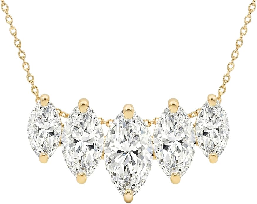 TRYNDI 14K Solid Gold Premium Lab Grown Diamond Necklace for Women – Gold Marquise Necklace Luxury Fine Jewelry Gift For Women, Wife Gifts For Christmas, Birthday, Anniversary and Valentines