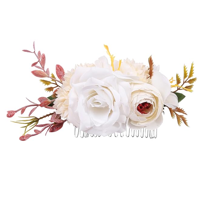 Flower Hair Clip for Women - Elegant Hair Accessory for Wedding, Party & Daily Wear (Ivory White)