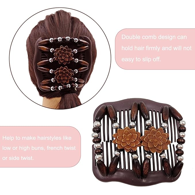 5 Pieces Stretchy Magic Hair Comb Adjustable Elastic Comb Hair Clip for Women Girls No Crease Hair Pins Vintage Hair Bun Maker Hair Accessories for Curly Thick Wavy Hair Ponytail, Mixed