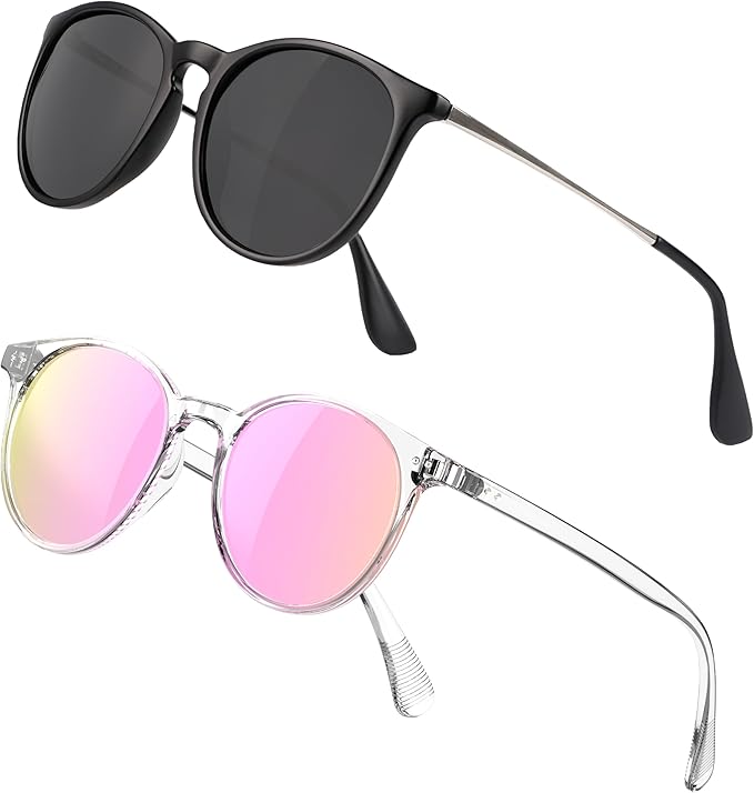 Vintage Round Polarized Sunglasses for Women Men Classic Retro Trendy Designer Style Sun Glasses UV400 Protection