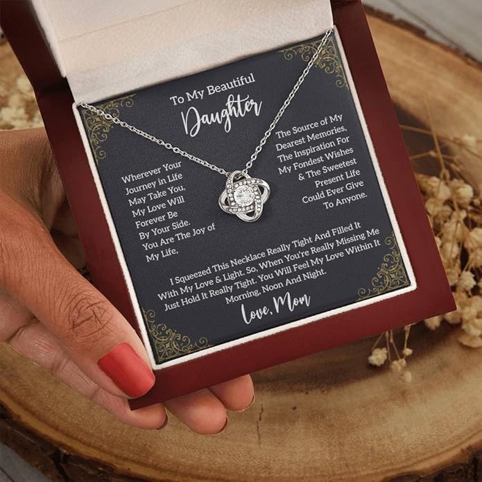 VIRAGIL To My Daughter Gift Necklace From Dad or Mom - Badass Daughter Jewelry With Heartfelt Message & Elegant Box