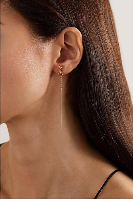 18K Gold Plated Letter Threader Earrings for Women, Dainty Long Chain Tassel Drop Earrings, Elegant Jewelry for Wedding, Party & Everyday Wear