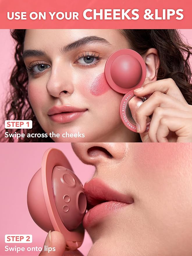 SHEGLAM Lunar Orbit Blush Ball Creamy Lightweight Smooth Blendable Long-lasting All-Day Face Enhancing Makeup Color-Galactic