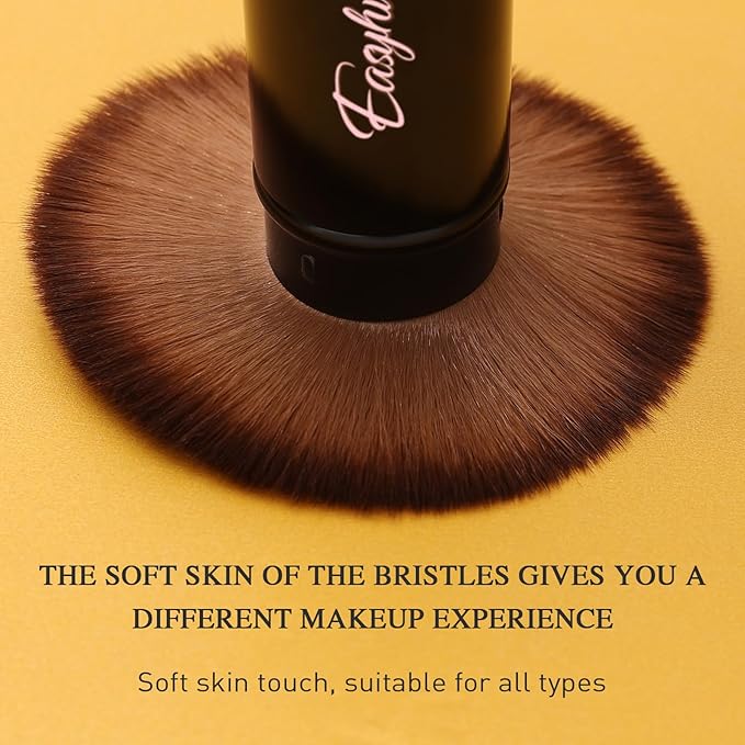 Retractable Kabuki Makeup Brushes 2 Pcs Blush Brushes Set Portable Powder Brushes with Flat and Angled Top for Liquid Cream Girls Cosmetics Travel, Large/1.18inch, Rose Gold