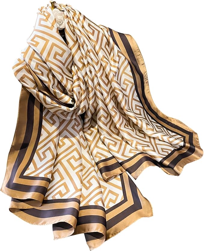 NUWEERIR Womens 100% Large Mulberry Silk Scarf Long Satin Scarf Fashion Lightweight Wraps