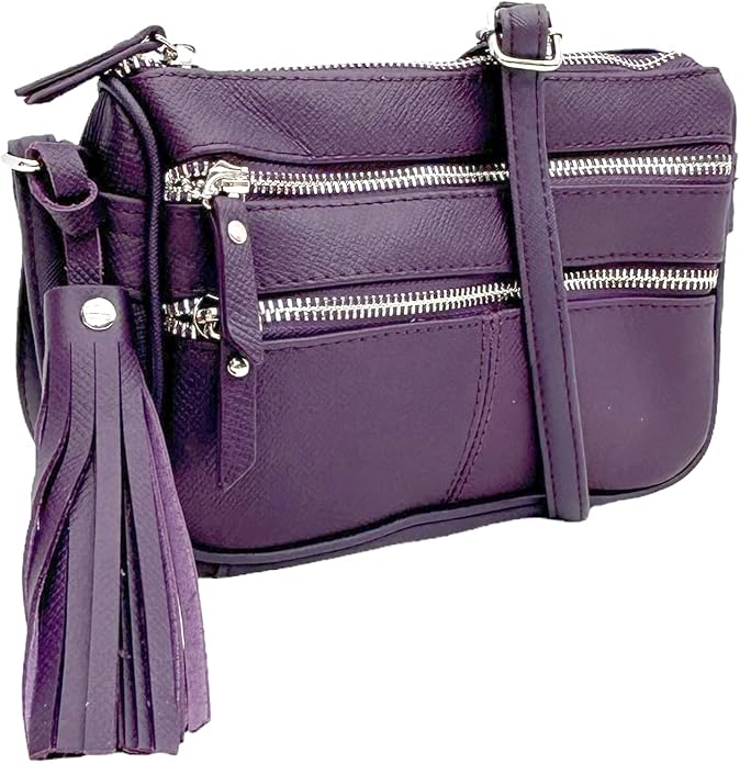 Cowhide Leather Women's Shoulder Purse Small Cross Body Organizer Bag with Many Pockets