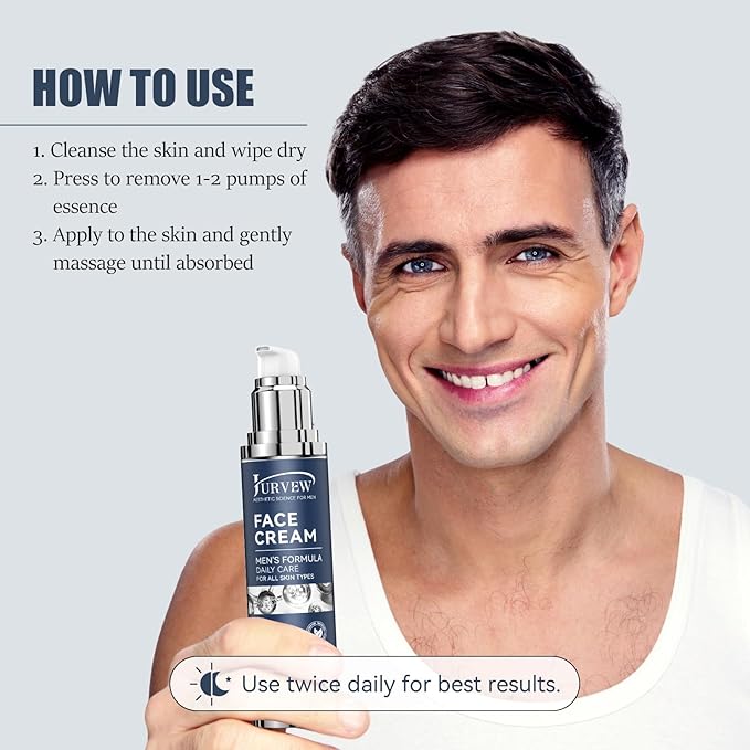 6-in-1 Face Cream for Men - Anti-Aging Moisturizer with Hyaluronic Acid & Niacinamide, Reduces Wrinkles, Dark Spots, Under Eye Bags, For Dry Skin, Daily Hydrating Face & Eye Treatment (1.7Oz)