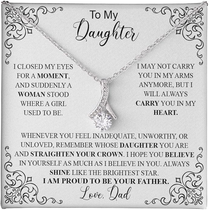 VIRAGIL To My Daughter Gift Necklace From Dad or Mom - Badass Daughter Jewelry With Heartfelt Message & Elegant Box