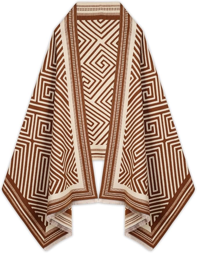 EXTREE Scarfs for Women Pashmina Silky Shawl Wrap for Evening Dressing Blanket Open Front Poncho Cape