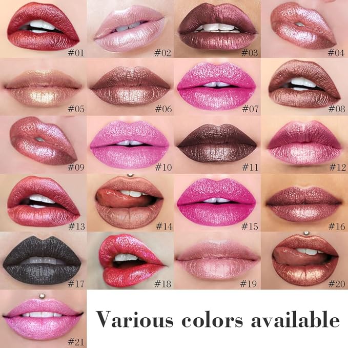 Kaely 2-in-1 Black Coal Metallic Lipstick and Lip Liner, Shimmer Liquid Metallic Lipsticks for Women, Glitter Lip Gloss Stain Long Lasting Waterproof Smudge Proof 24 Hour, Vegan Makeup, 17