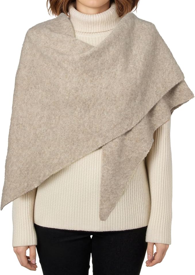 RIIQIICHY Shawl Wrap Women Pashmina Triangle Cape Knit Sweater Scarf for Fall Winter Fashion Accessory