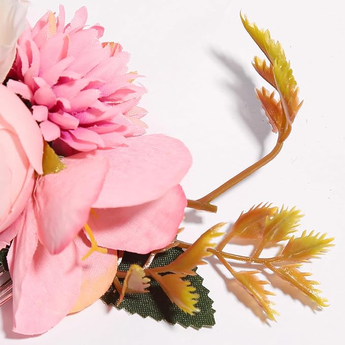 Flower Hair Clip for Women - Elegant Hair Accessory for Wedding, Party & Daily Wear (Pink 1)
