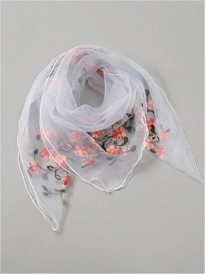 Floerns Women's Flower Embroidery Hair Scarf Headband Sheer Lace Hair Bandana