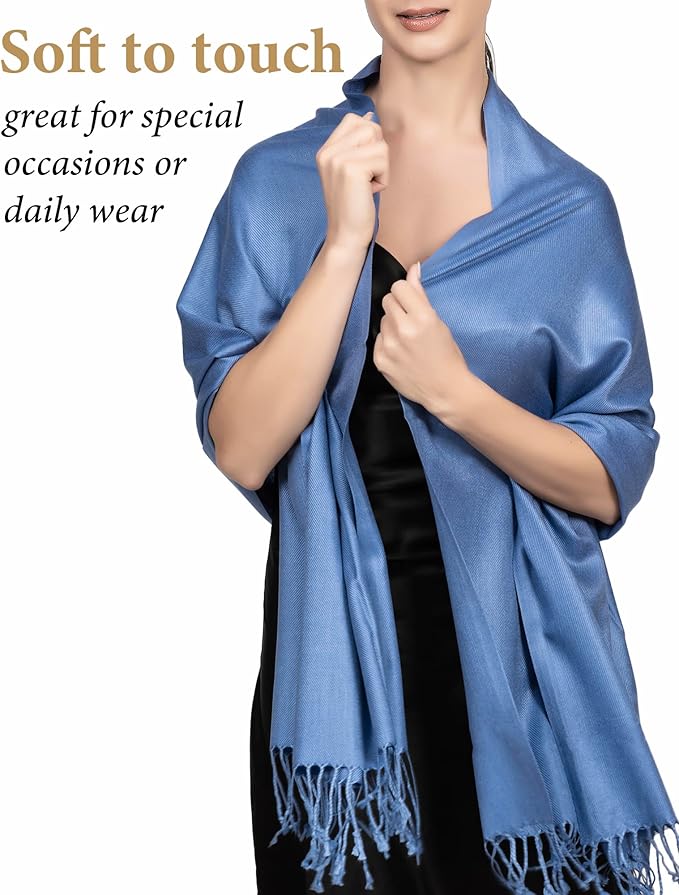 Achillea Soft Silky Pashmina Scarf for Women – Shawl Wrap for Evening Dresses, Bridesmaids, Weddings & Everyday Wear