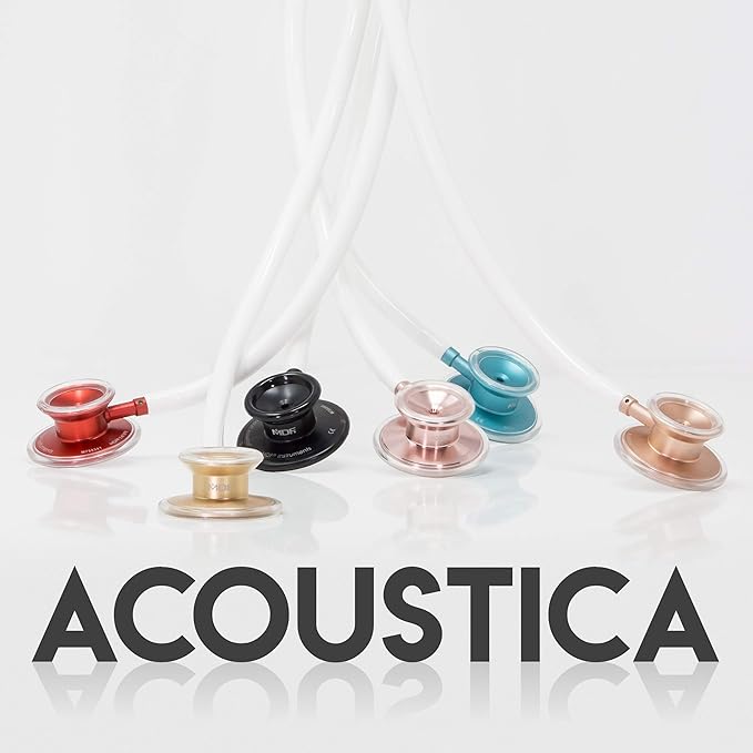 MDF Instruments, Acoustica Lightweight Stethoscope for Doctors, Nurses, Students, Home Health Use, Adult, Dual Head, Bright Blue Tube, Silver Chestpiece-Headset, MDF747XP14