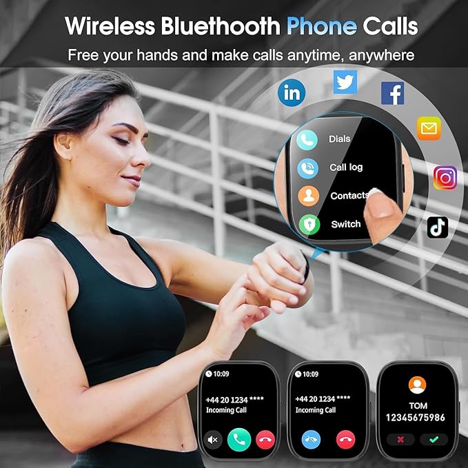 Smart Watch for Men Women, 1.85" TFT-Touch Screen Smartwatch with Call Function, 112 Sport Modes, Fitness Tracker with 24/7 Heart Rate/Sleep Monitor, IP68 Waterproof, Fitness Watch for Android/iOS