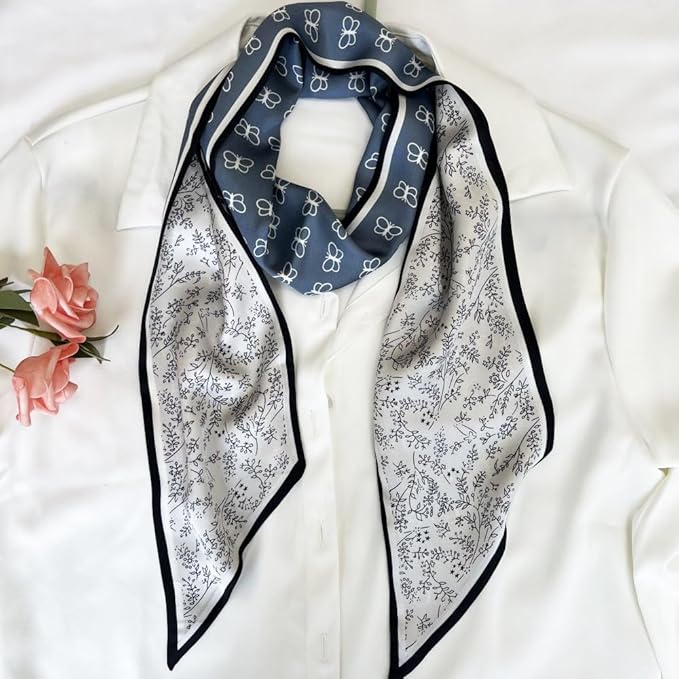 Silk Head Scarf for Hair Fashion Headwrap for Women Lightweight Neck Tie