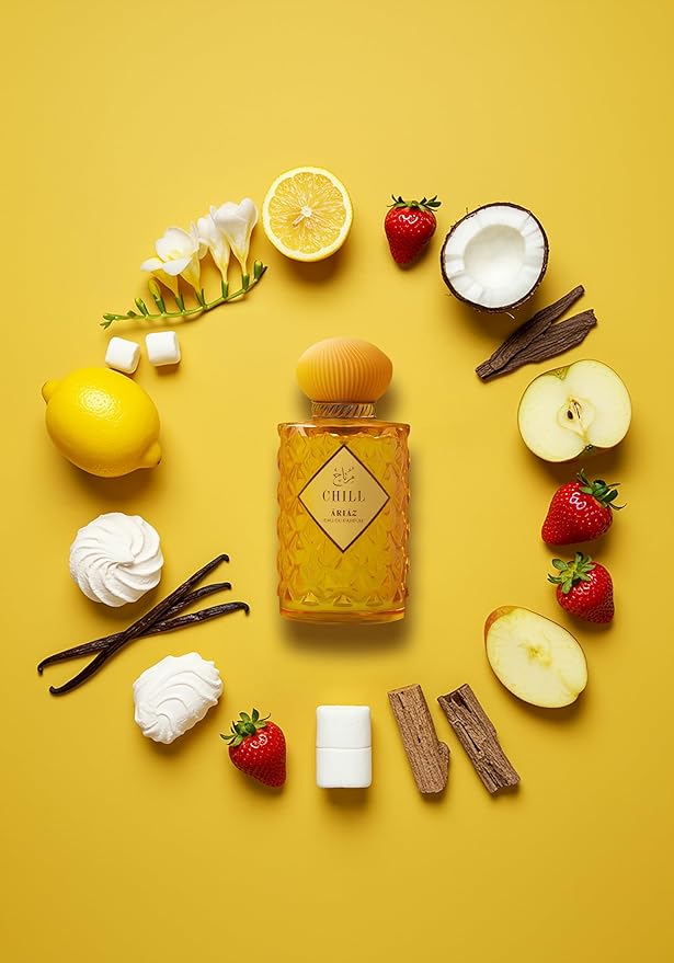 ARIAZ Chill Women Eau De Parfum 3.4 Oz - Fruity Floral Gourmand Perfume with Apple, Lemon, Freesia, Strawberry, Marshmallow, Vanilla, Raspberry & Musk - Sweet Everyday Fragrance