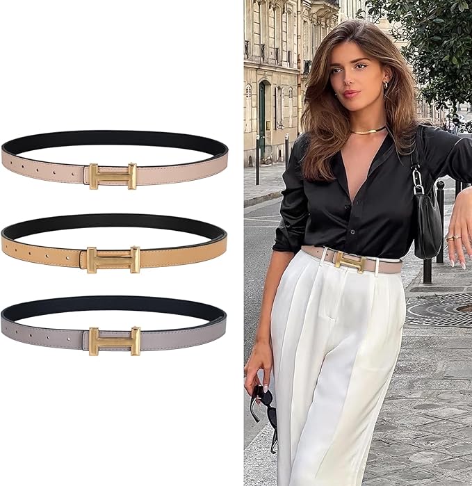 Relang Women's Belts with Gold Buckle, Fashion Waist Band, Elegant Ladies' Belt, Gift for Women