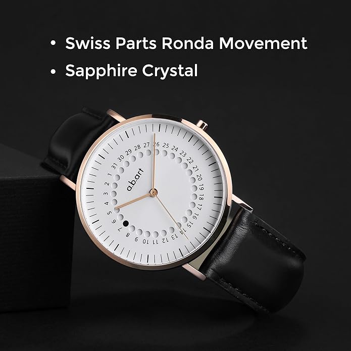 a.b.art Men's Quartz Watch, Swiss Parts Ronda Movement, Sapphire Crystal, Milanese Mesh Band, Ultra-Thin Design, 41mm Black Dial,Minimalist Bauhaus Style