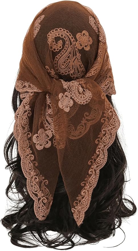 Floerns Women's Flower Embroidery Hair Scarf Headband Sheer Lace Hair Bandana