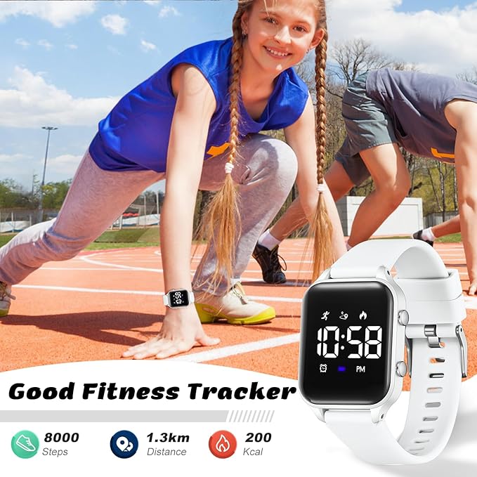 L LAVAREDO Kids Digital Watches for Boys Girls,Waterproof Sport Watch with Pedometer Stopwatch Vibration Alarm for Ages 5-13,No App Fitness Tracker Watch for Kids Teens Birthday Christmas Gifts