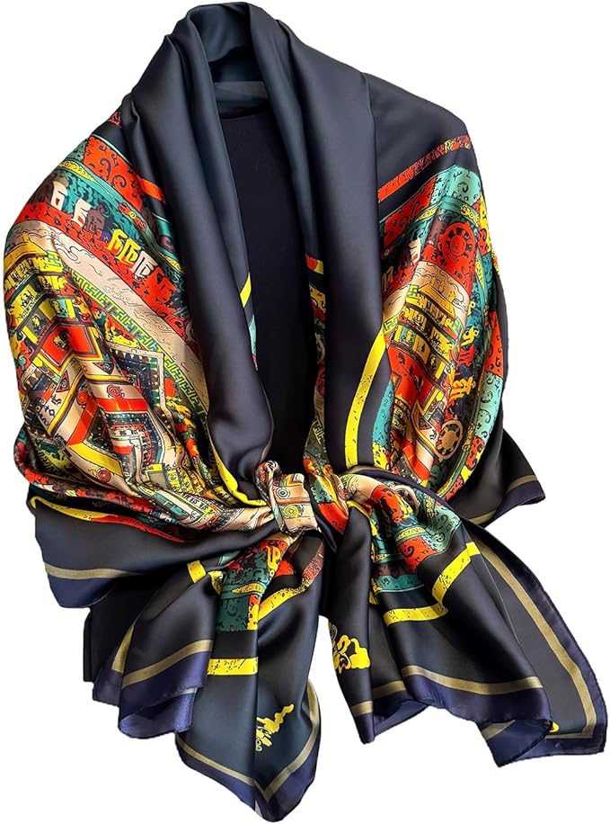 NUWEERIR Womens 100% Large Mulberry Silk Scarf Long Satin Scarf Fashion Lightweight Wraps