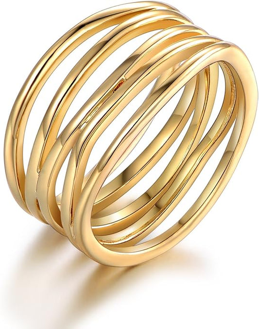 Barzel 18K Gold Plated Statement Ring For Women, Trendy Statement Ring, Sizes 5-10 - Made in Brazil