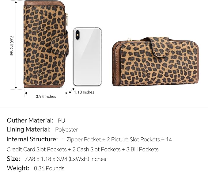 CLUCI Wallet For Women PU Leather RFID Blocking Womens Wallet Bifold Card Holder with ID Window Gifts for Women Birthday | RFID Blocking, Designer, Trifold, Card Holder, ID Window