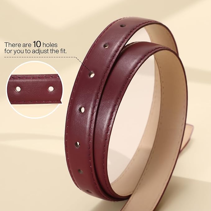 VONMELLI Womens Thin Leather Belt for Jeans Pants Dress Fashion Skinny Belt with Gold Buckle for Women