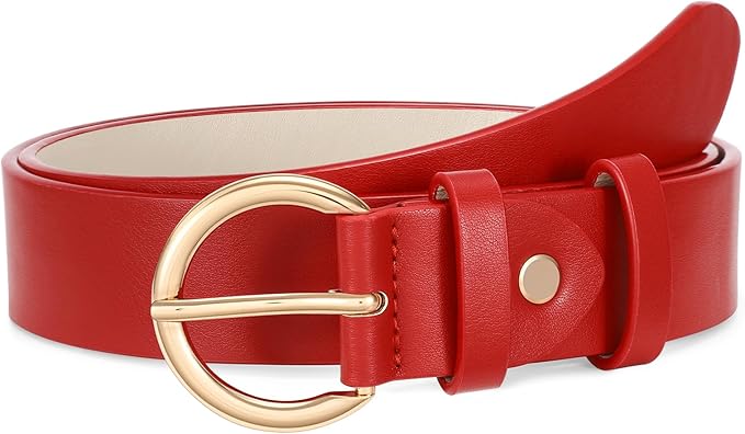 VONMELLI Women Leather Belt for Pants Jeans Dresses Ladies Belts with Fashion Gold Silver Buckle
