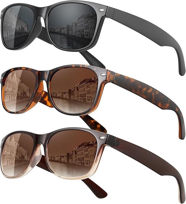 MEETSUN Classic Polarized Sunglasses for Women Men Trendy Retro Sun Glasses for Driving UV Protection (3 Pack)