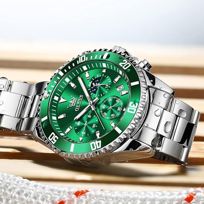 OLEVS Mens Watches Big Face Stainless Steel Waterproof Date Analog Quartz Watches Fashion BusinessWrist Watches for Men…