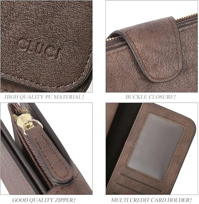 CLUCI Wallet For Women PU Leather RFID Blocking Womens Wallet Bifold Card Holder with ID Window Gifts for Women Birthday | RFID Blocking, Designer, Trifold, Card Holder, ID Window