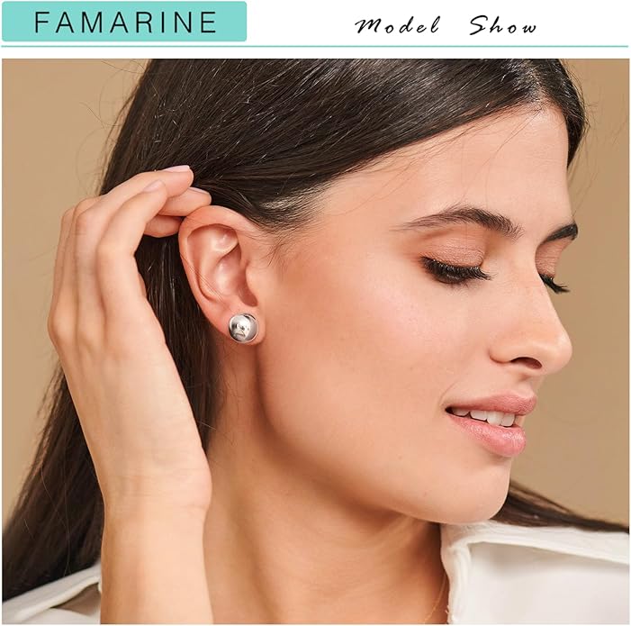 FAMARINE Dot Earrings Gold Silver Stud Earrings for Women Flat Round Earring Minimalist Earring