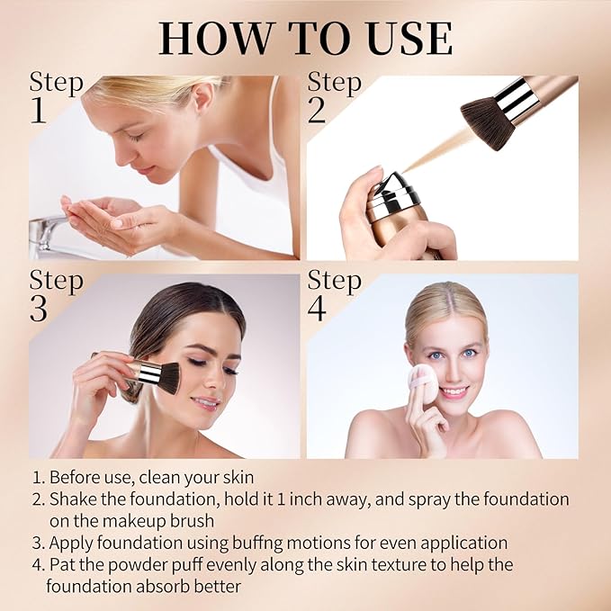 Air Brush Makeup Foundation,Silk Flawless Airbrush Makeup,Buildable Coverage Foundation for Older Women,Teenagers,Middle-aged,Moisturizing Ingredients for Smooth Radiant Skin (02 Beige)