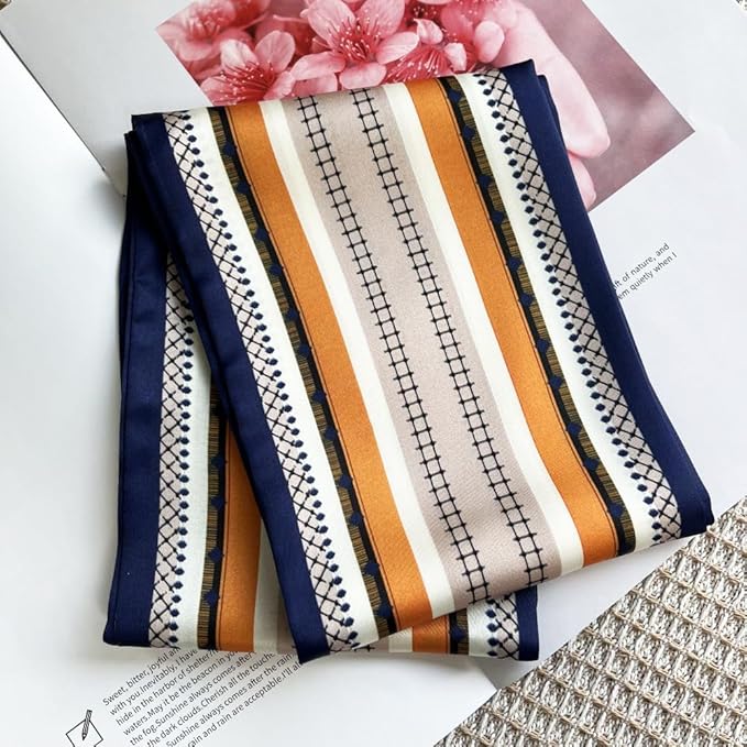 Silk Head Scarf for Hair Fashion Headwrap for Women Lightweight Neck Tie